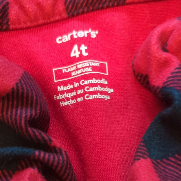Red and Black Plaid Kids Pajamas - Picture 3 of 4